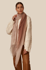 Cognac Dip-Dyed Cashmere and Silk Scarf