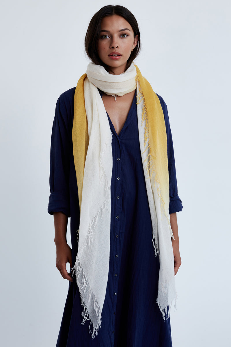 Honey Dip-Dyed Cashmere and Silk Scarf