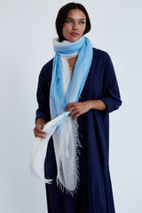 Baby Blue Dip-Dyed Cashmere and Silk Scarf
