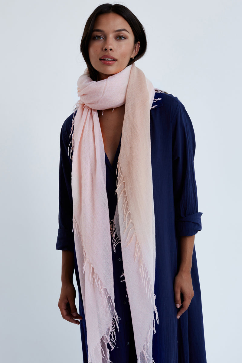 Mahogany Rose Dip-Dyed Cashmere and Silk Scarf