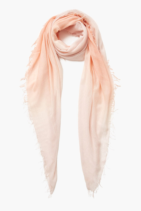 Tropical Peach Dip-Dyed Cashmere and Silk Scarf