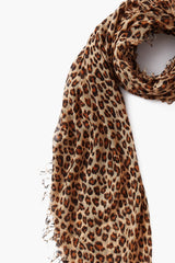 Cashmere and Silk Scarf Roasted Pecan Leopard