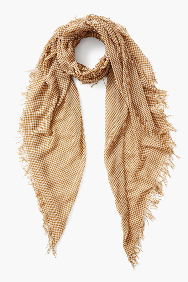 Butterscotch Gingham Cashmere and Silk Scarf