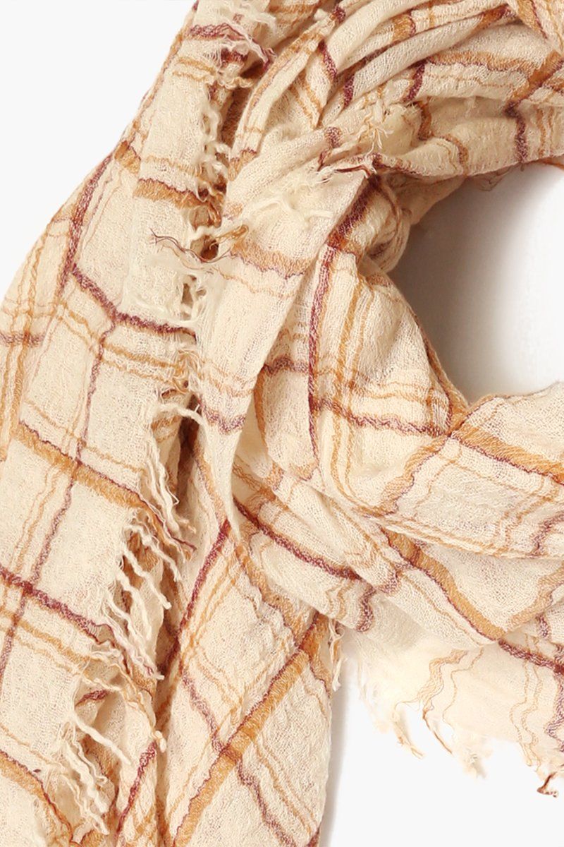 Seed Pearl Mix Plaid Wool Scarf