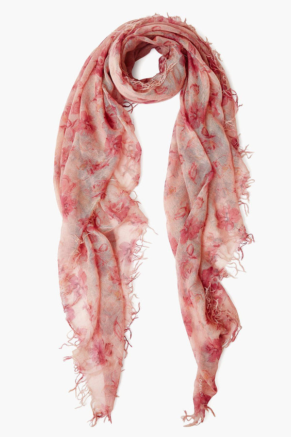 Mauve French Floral Cashmere and Silk Scarf