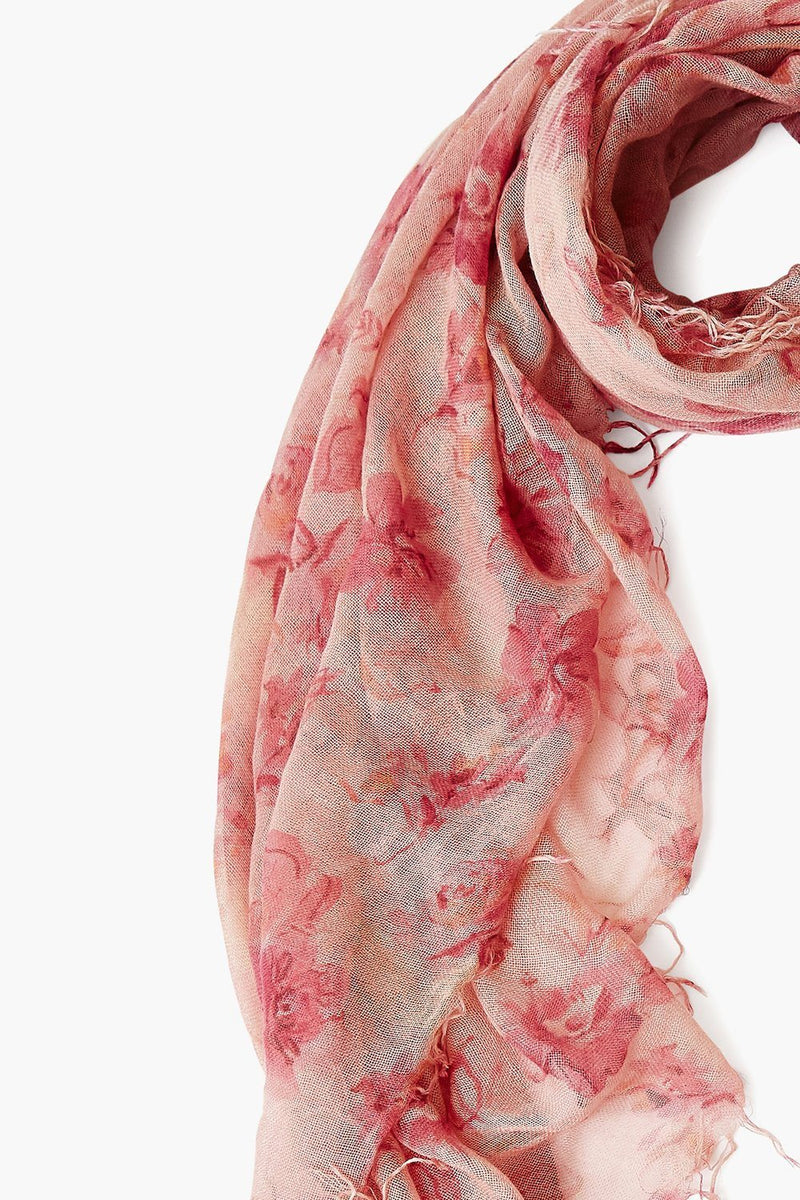Cashmere and Silk Scarf Mauve French Floral