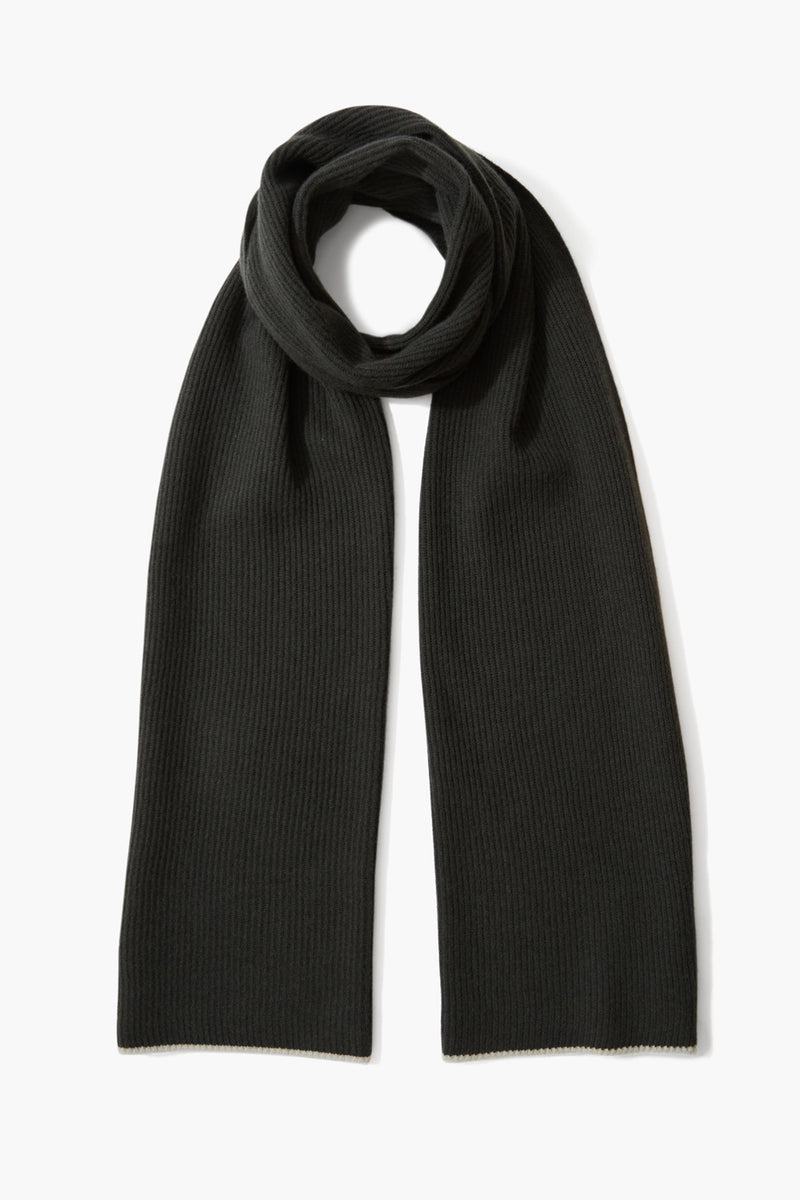 Grey Ribbed Cashmere and Wool Scarf