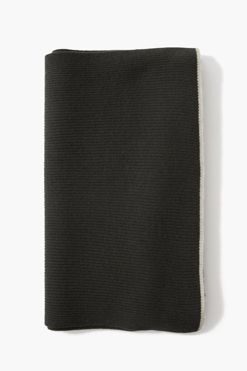Grey Ribbed Cashmere and Wool Scarf