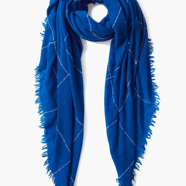 100% Cashmere Scarf Estate Blue Windowpane – Chan Luu