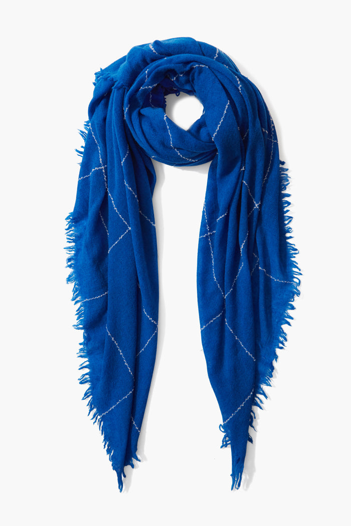 chan luu 100% Cashmere Scarf Estate Blue Windowpane Scarves