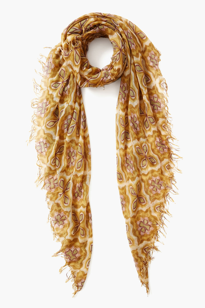 Mineral Yellow Crux Cashmere and Silk Scarf