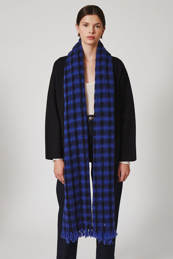 Sapphire Checkered Wool Scarf