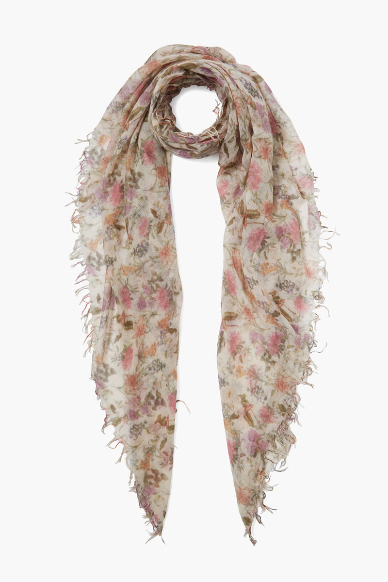 Coconut Milk Floral Cashmere and Silk Scarf