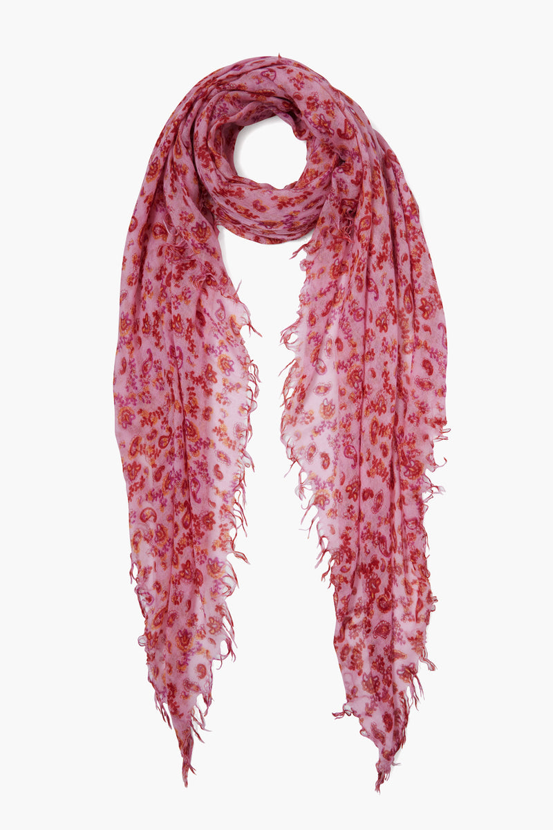 Fuchsia Pink Paisley Cashmere and Silk Scarf