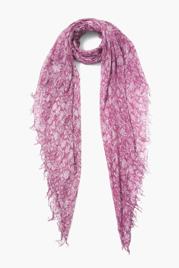 Mulberry Dahlia Floral Cashmere and Silk Scarf