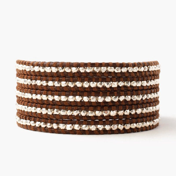 Sterling Silver Wrap Bracelet on Brown Leather Chan Luu