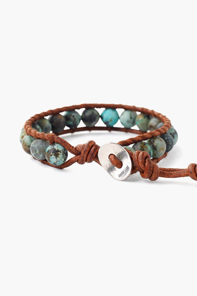 Matte African Turquoise Single Wrap Bracelet