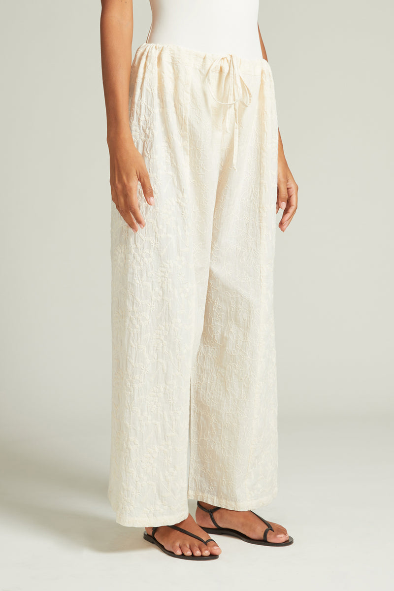 Wisteria Embroidered Pant Natural