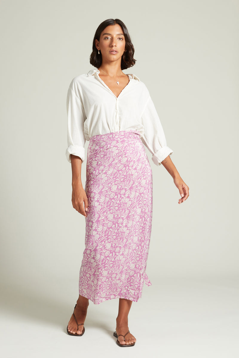 Eloise Floral Wrap Skirt Mulberry