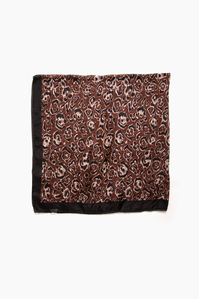 Cocoa Leopard Print Silk Scarf
