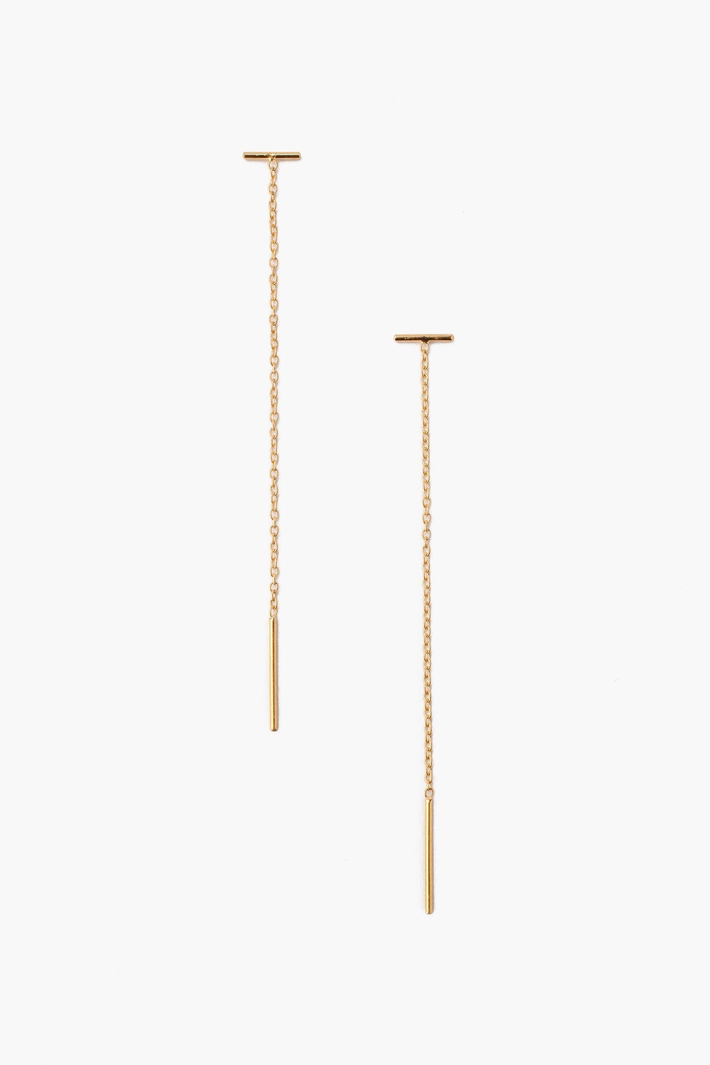 Gold Bar Chain Thread Earrings
