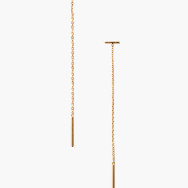 Gold Bar Chain Thread Earrings – Chan Luu