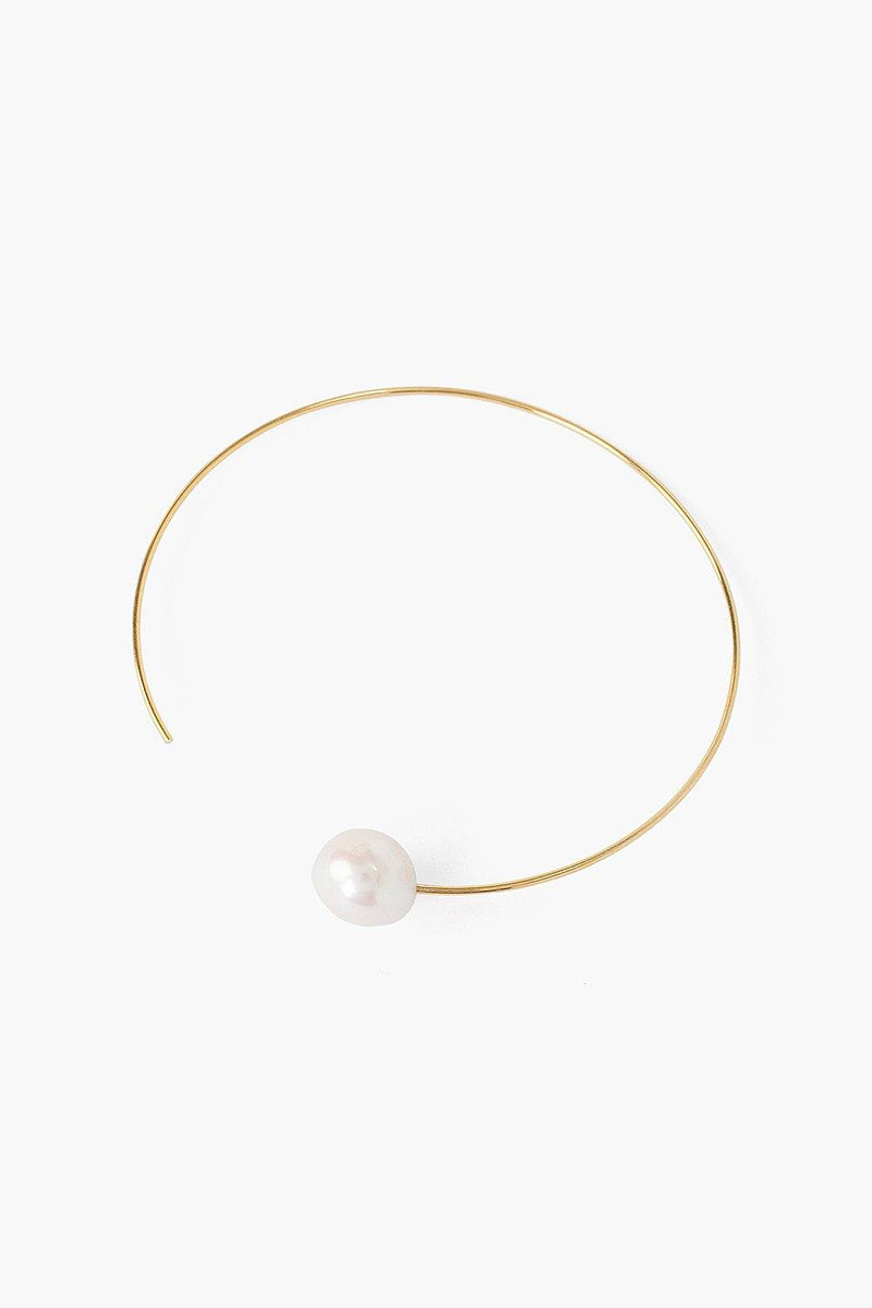 White Pearl and Gold Halo Hoop Earrings