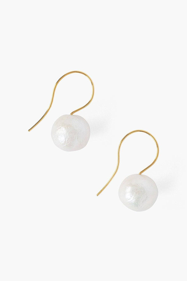 White Baroque Pearl and Gold Drop Earrings
