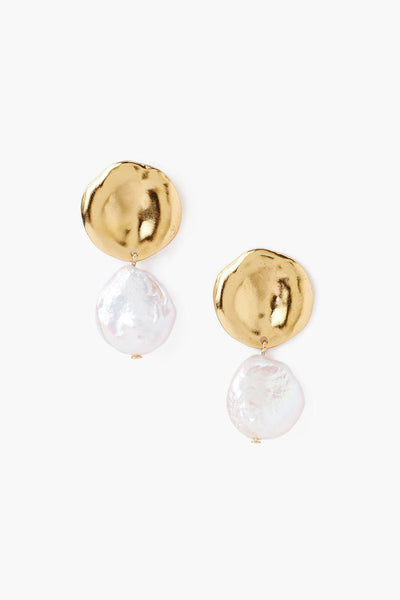 Four Tiered White Keshi Pearl Earrings by Chan Luu | Gold/White Pearl