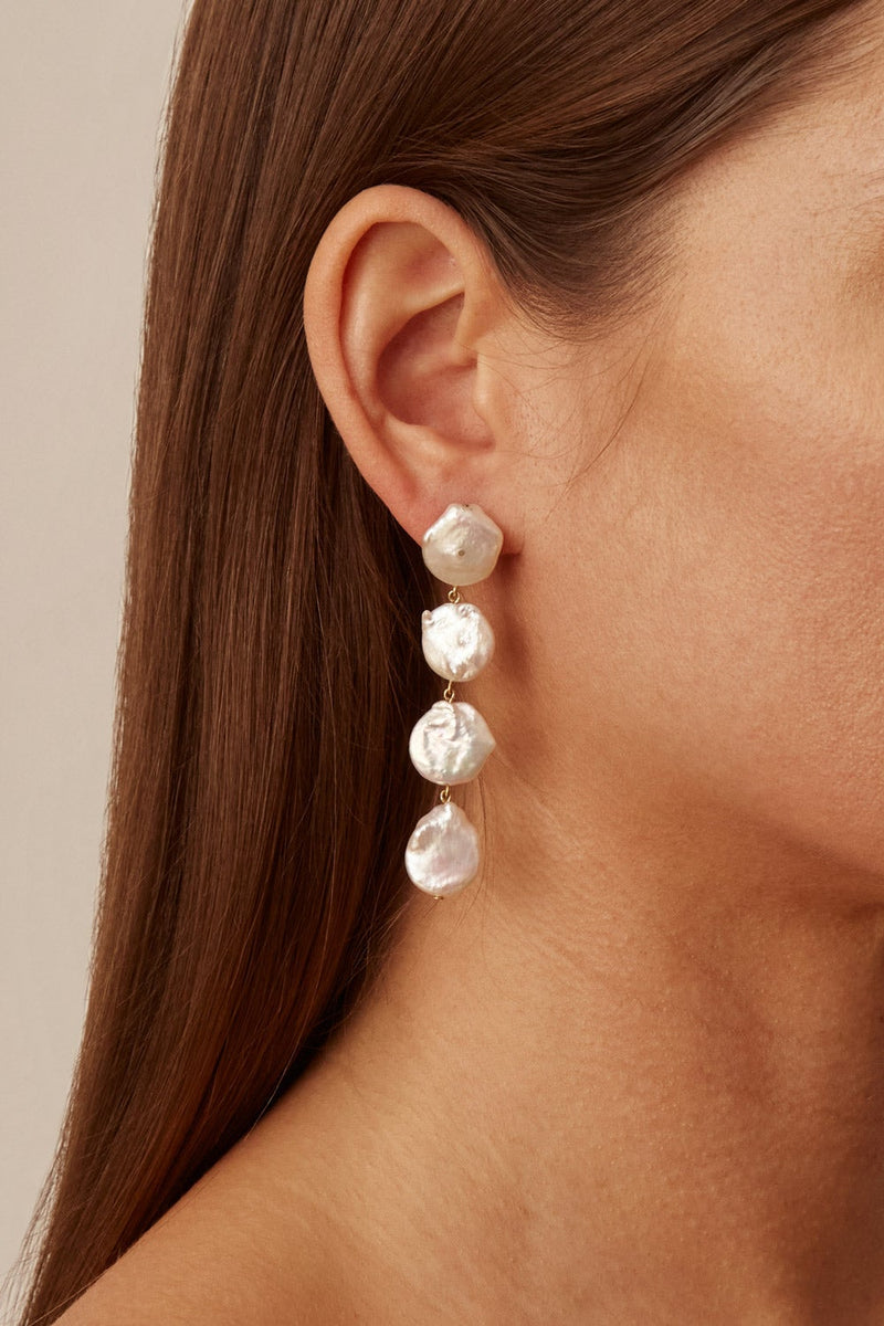 Four Tiered White Keshi Pearl Earrings – Chan Luu