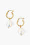 Baroque Pearl Hoop Earrings White