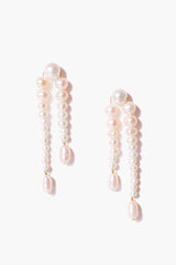 White Pearl Waterfall Earrings
