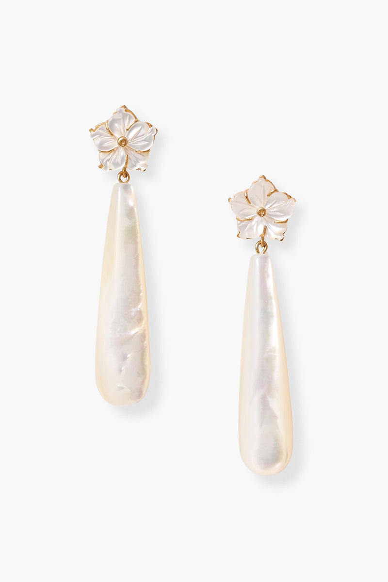 Plumeria Drop Earrings Mother of Pearl