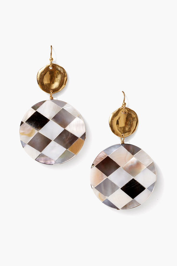 Harlequin Earrings Black MOP