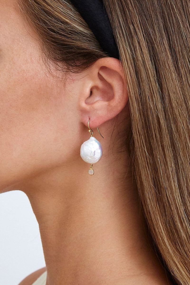 White Pearl and Diamond Teardrop Earrings – Chan Luu