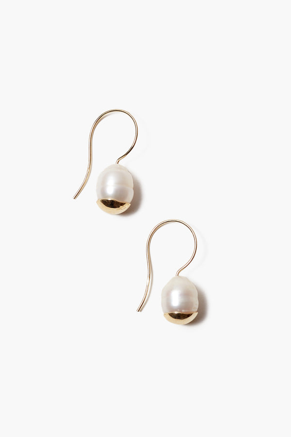 14k Gold Dipped Pearl Drop Earrings