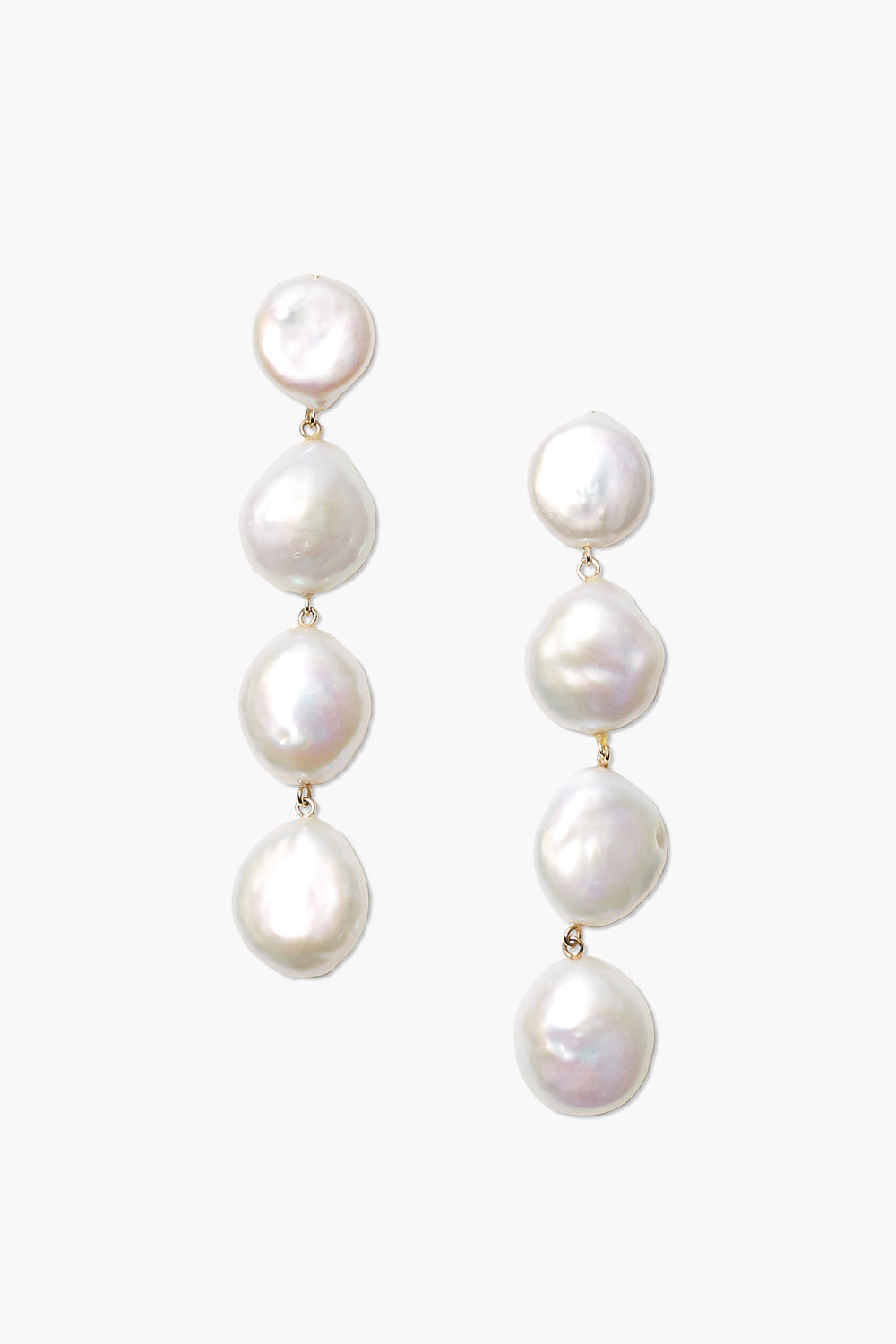14k Four Tiered White Keshi Pearl Earrings – Chan Luu