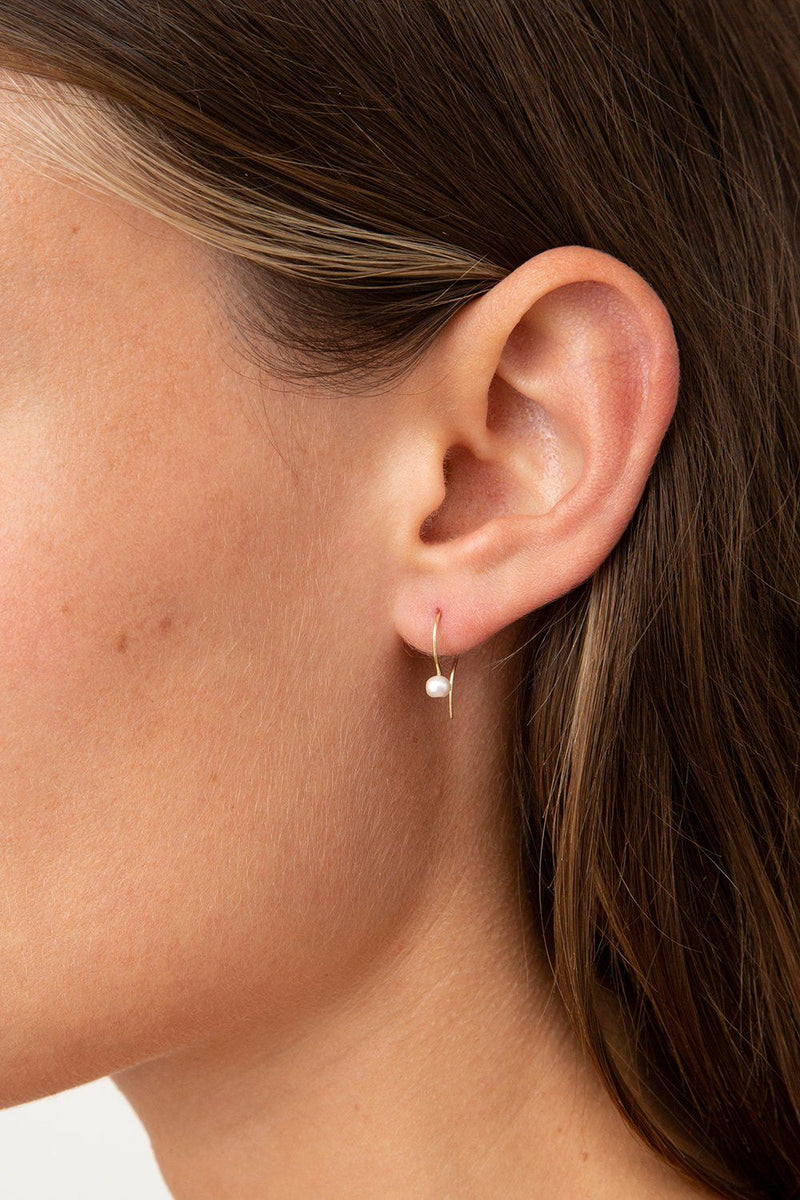 14k White Pearl Drop Earrings