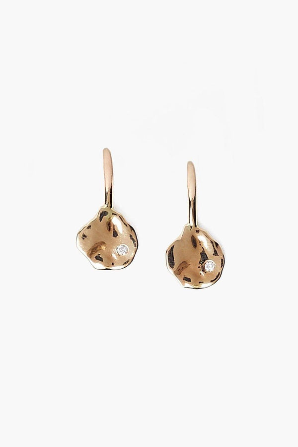 14k Gold Coin and Diamond Earrings