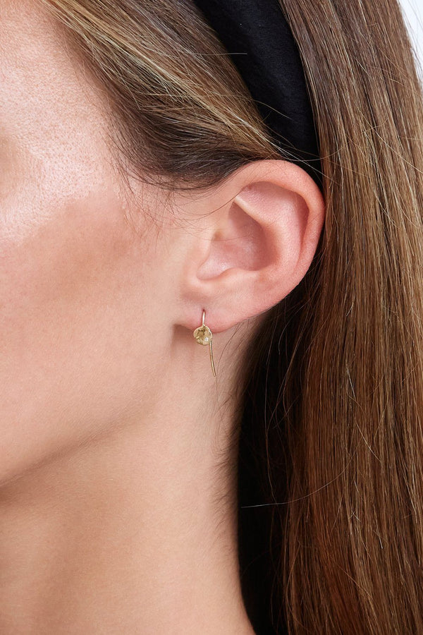 14k Gold Coin and Diamond Earrings