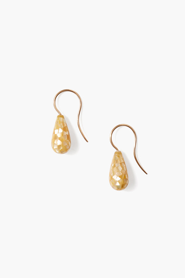14k Mosaic Drop Earrings Yellow MOP