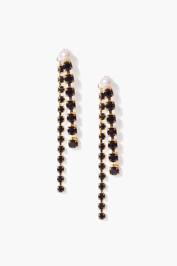 Black Crystal and Gold Duo Earrings