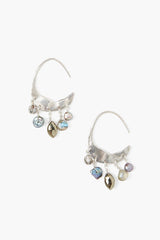 Petite Crescent Grey Pearl and Labradorite Mix Silver Hoop Earrings