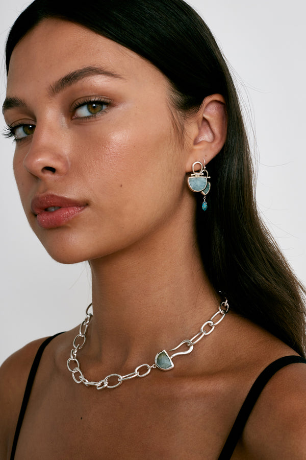 Luna Stud Earrings Aquamarine