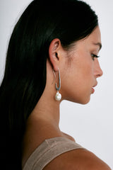 Gala Crescent Pearl Earrings Maxi Silver