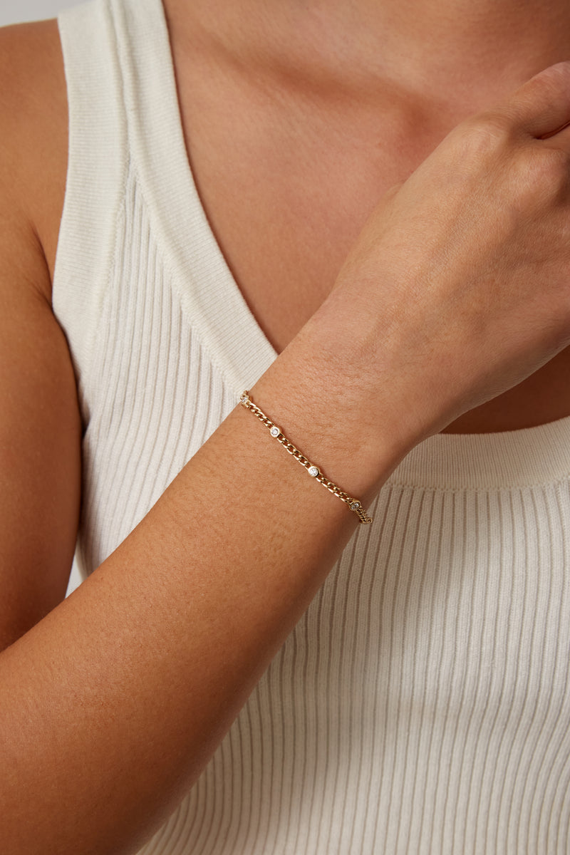 14k Round Diamond Chain Bracelet