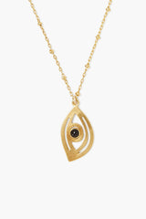 Grand Gold Evil Eye With Black Agate Necklace