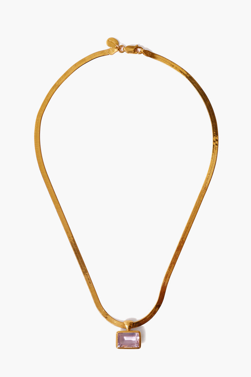 Amethyst Tab Herringbone Necklace