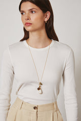 White Pearl Mix Charm Necklace