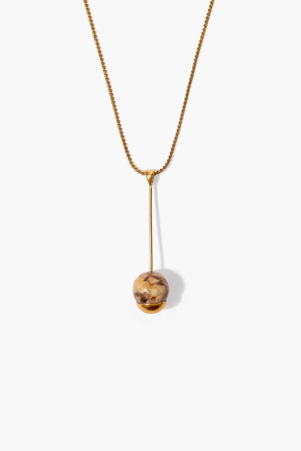 Gold Dipped Lace Agate Pendant Necklace